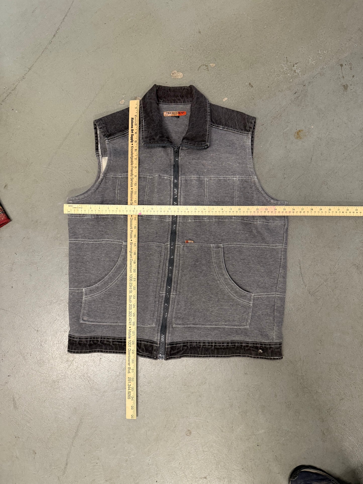 Y2K Rooky Insulated Denim Vest - Measured