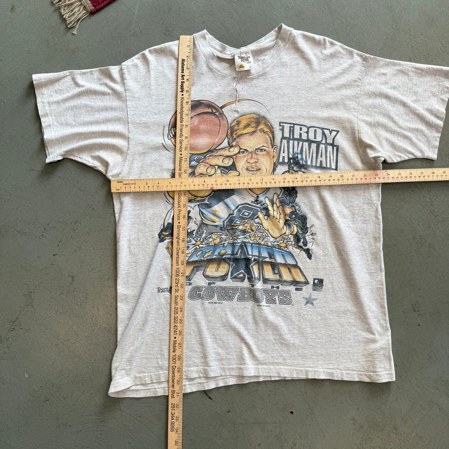 Vintage Troy Aikman Big Head Tee - REPAIRED - XL