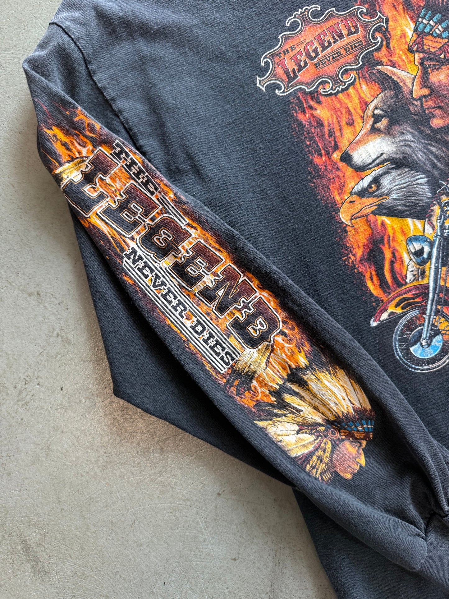 Y2K The Legend Never Dies Long Sleeve Motorcycle Tee - Large