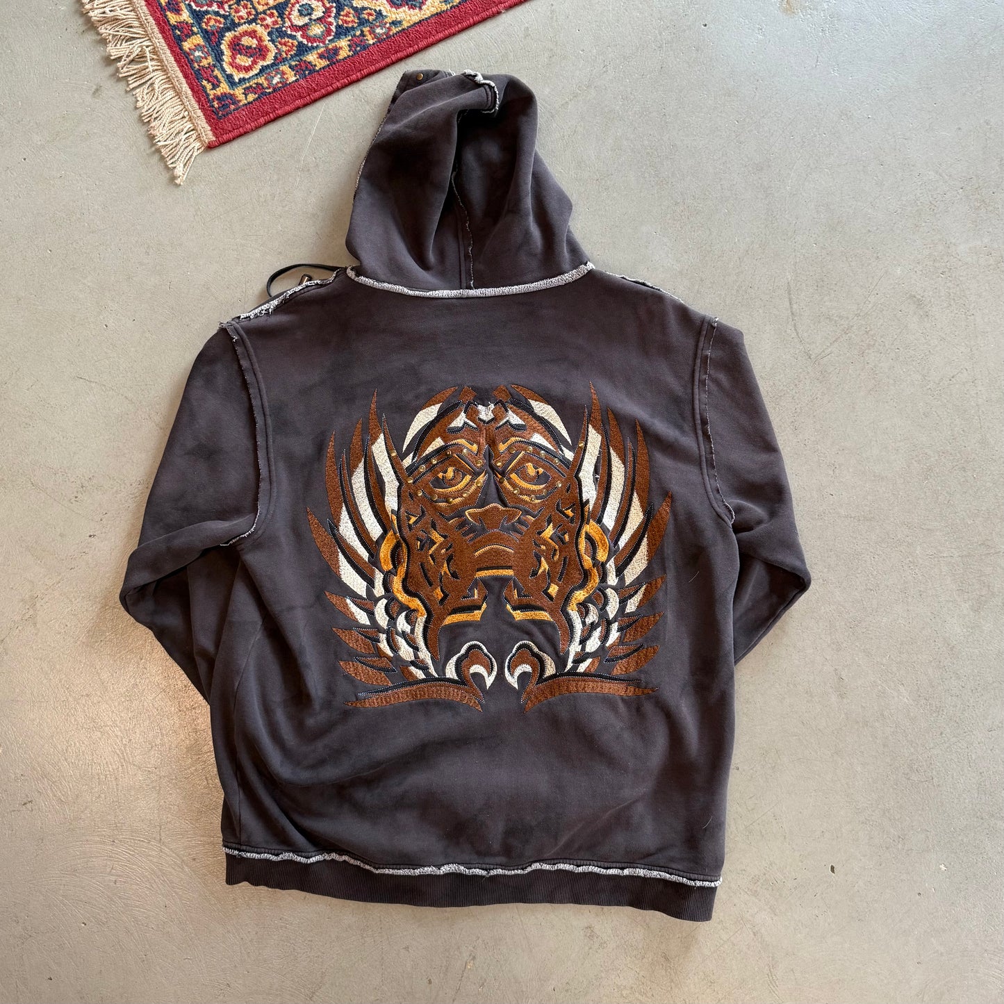Y2K Hooded Native American Zip Up - XXL